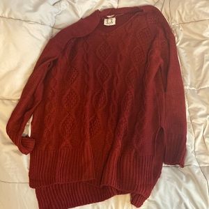 Red cable knit sweater